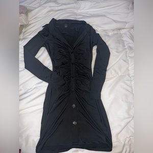 COLLARED BLACK MINI DRESS